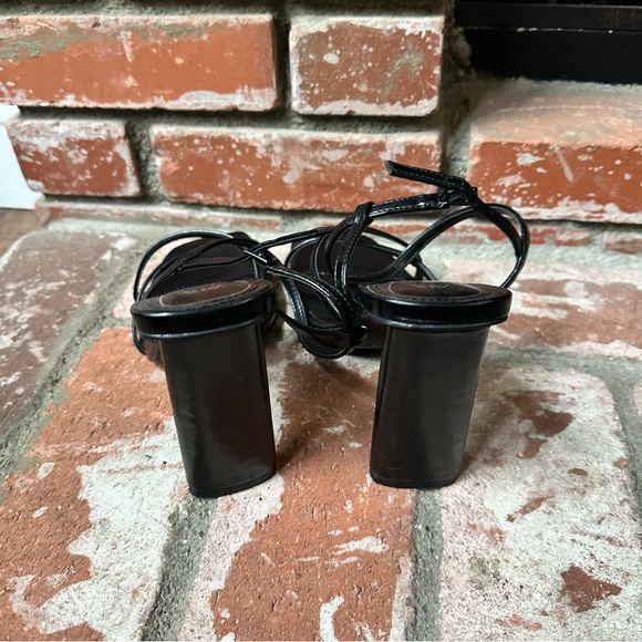 Zara Black Strap Squared Toe High Heeled Sandals Shoes Size 8 - Picture 5 of 7